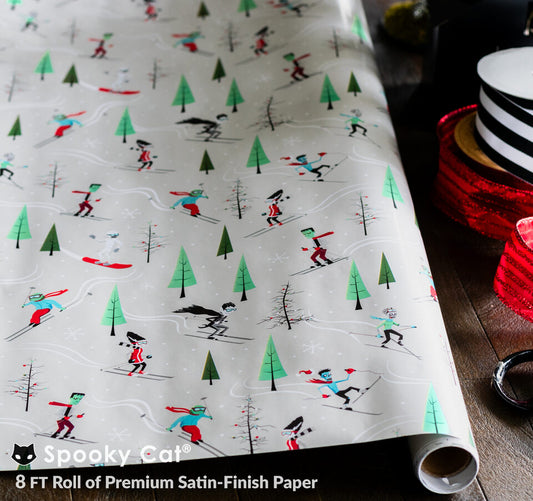 Classic Horror Monster Ski Creepmas Gift Wrap