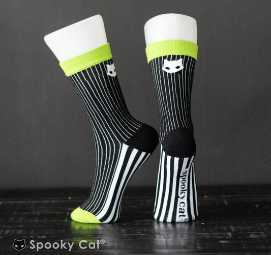 Gothic Black and White stripe Skellington goth socks