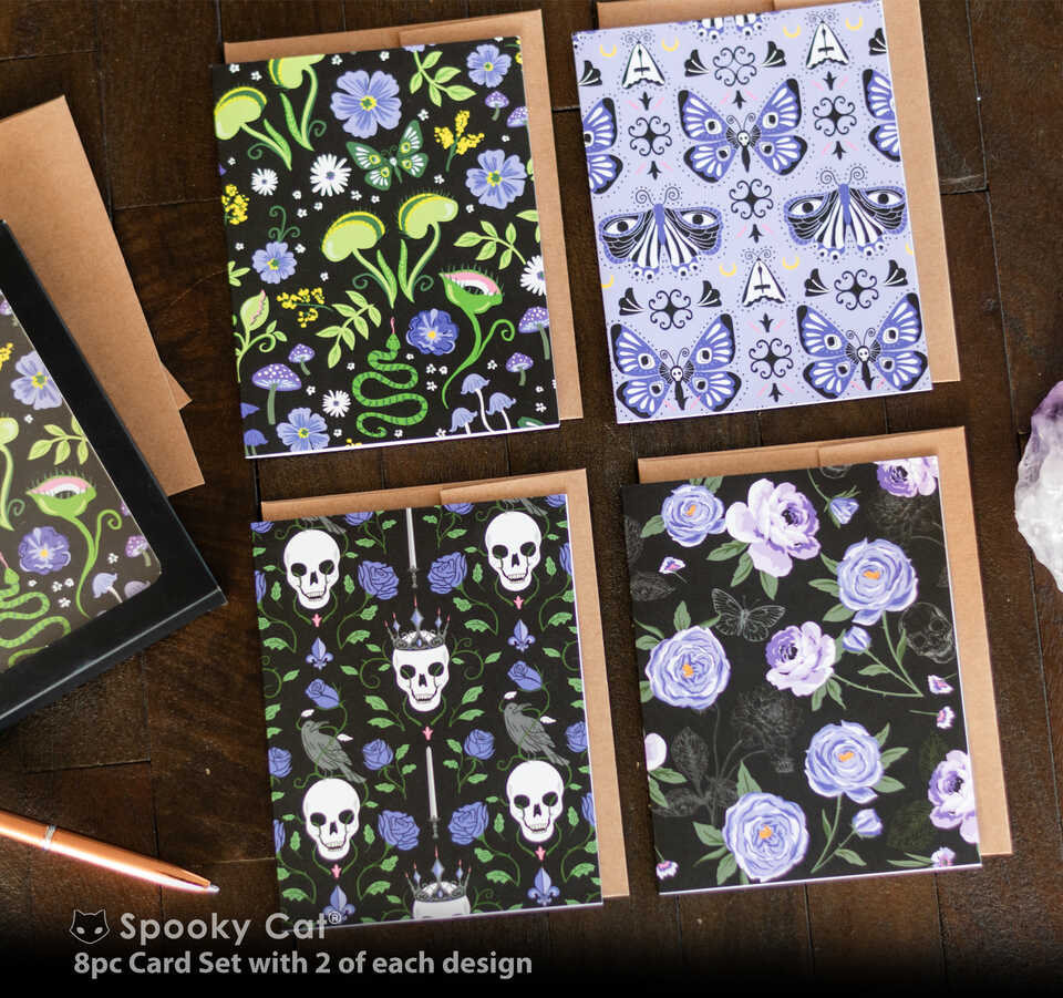 Gothic Floral Stationery Card Set