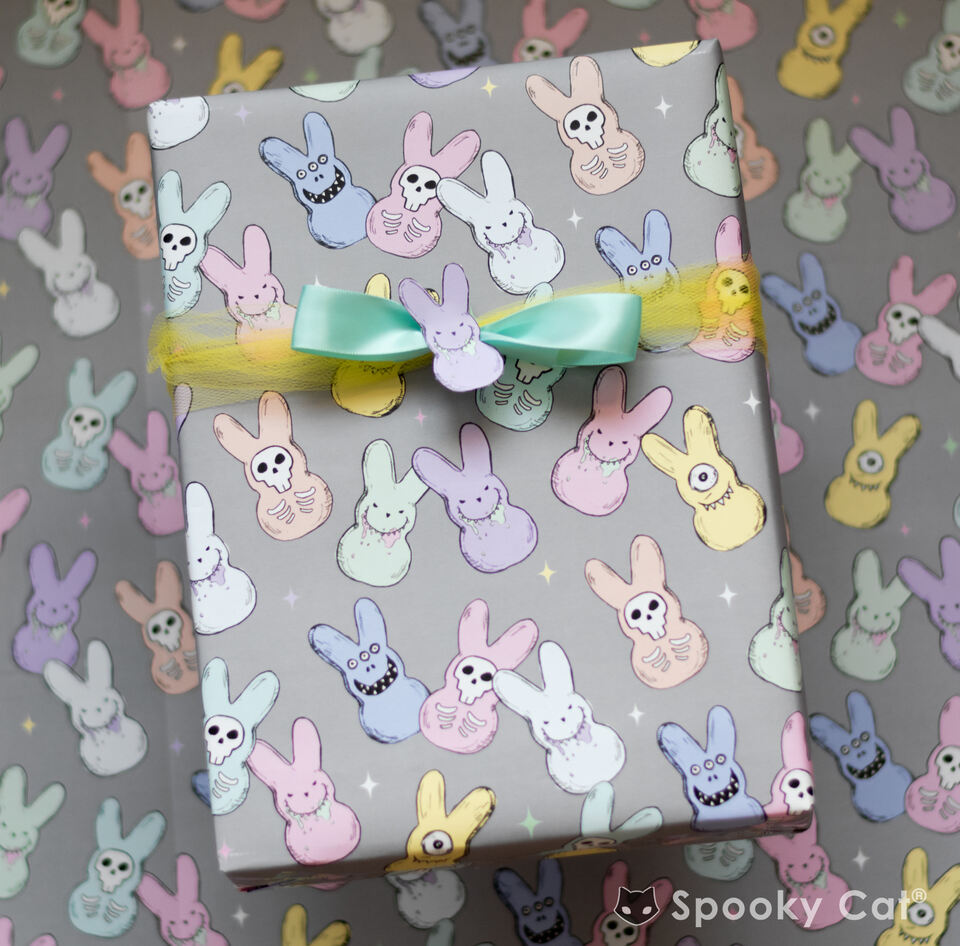 Spooky Halloween peep Easterween Gift Wrap