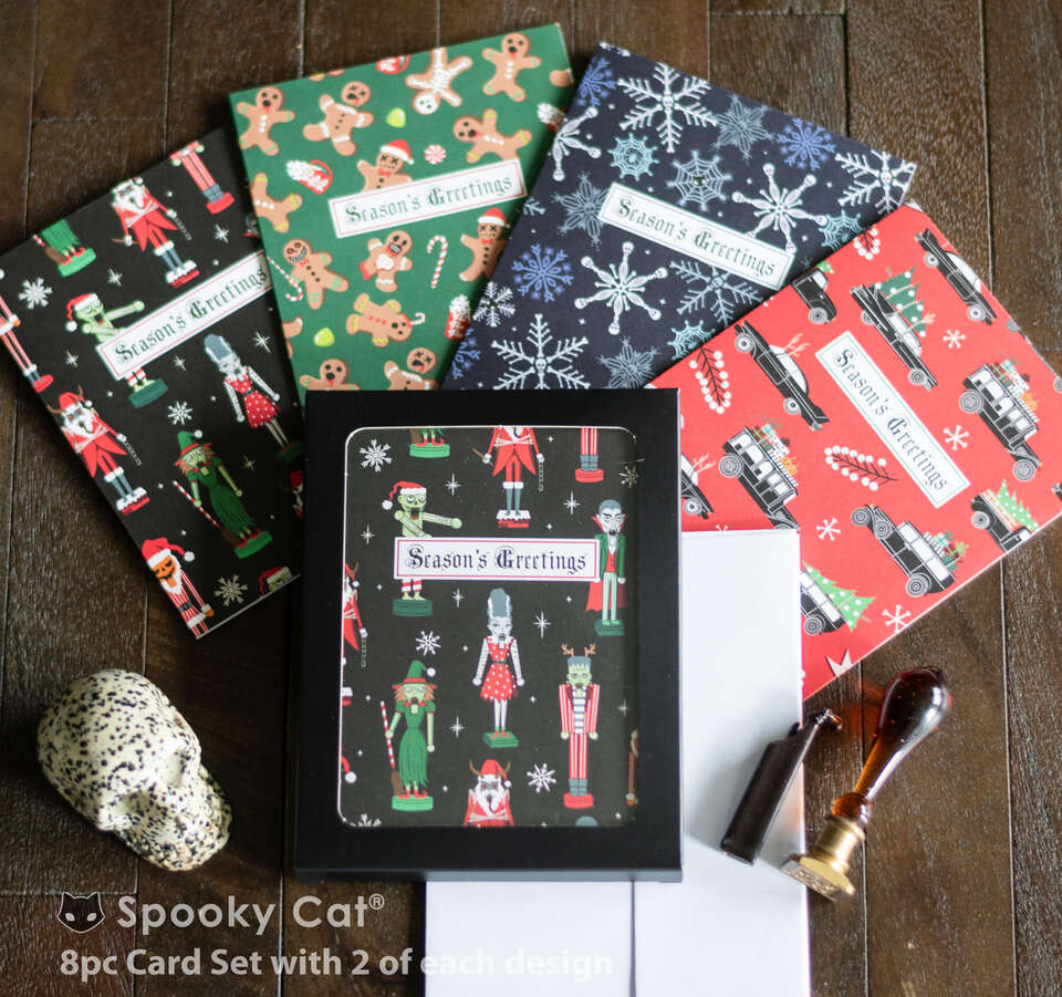 Creepmas Print Card Set with gingerdead nutcrackers and boneflakes