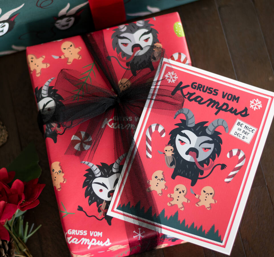 Cute Krampus Gift Wrap (8ft Roll)