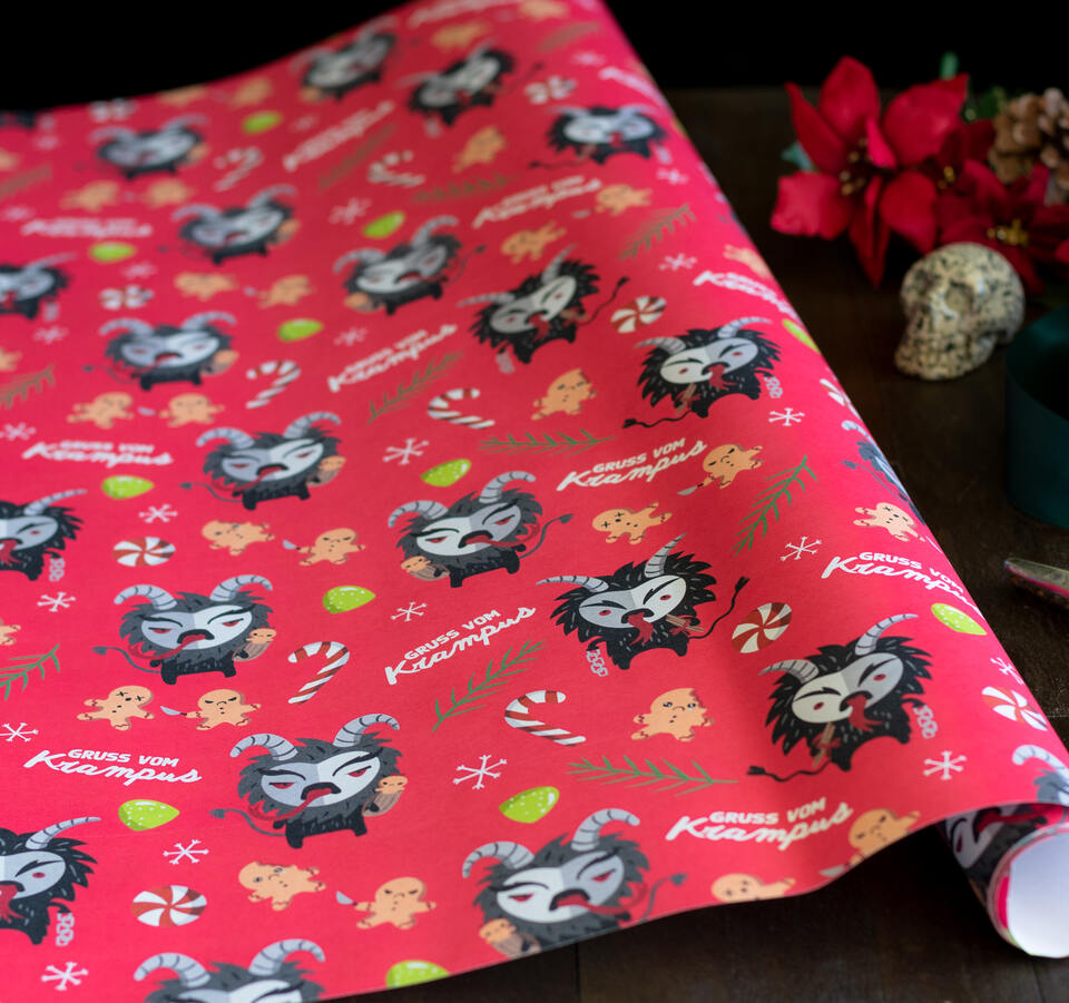 Cute Krampus Gift Wrap (8ft Roll)