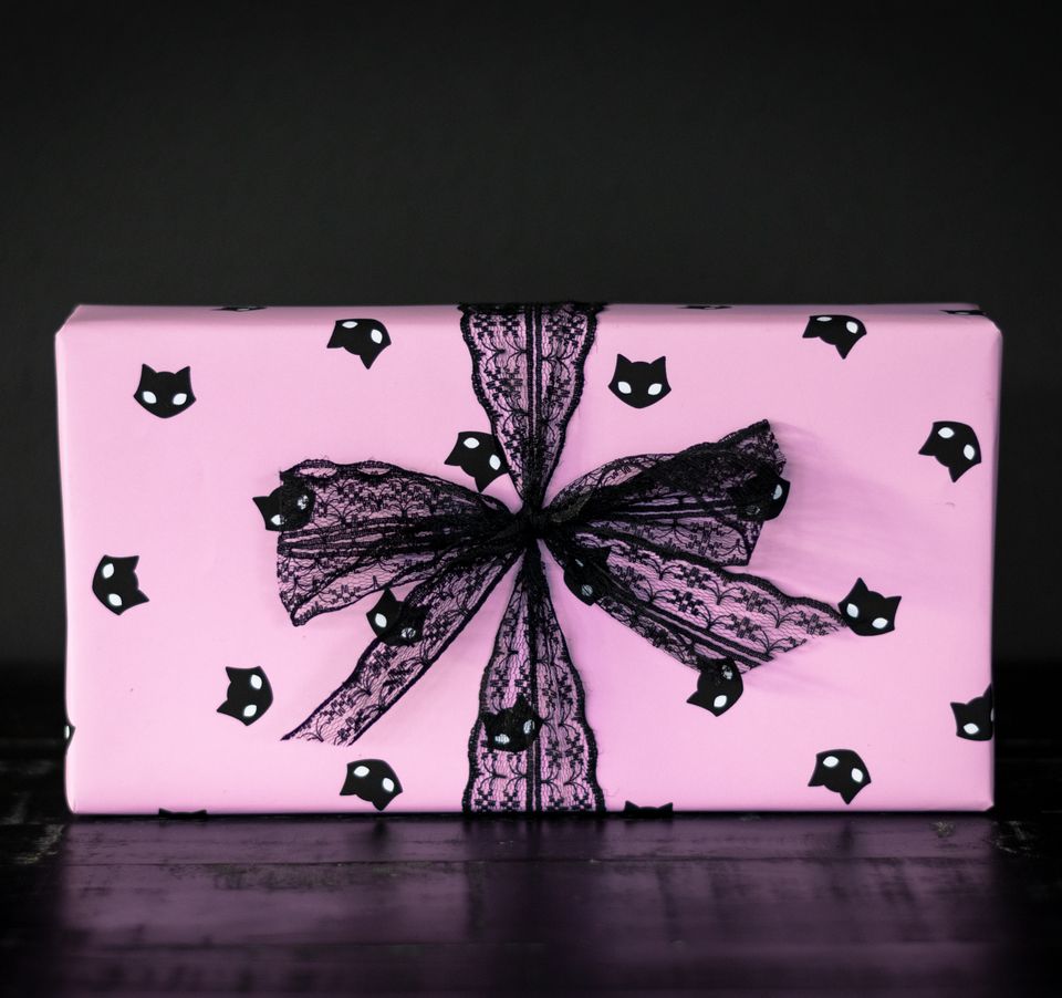 Black Cat Pastel Goth Pink Gift wrap