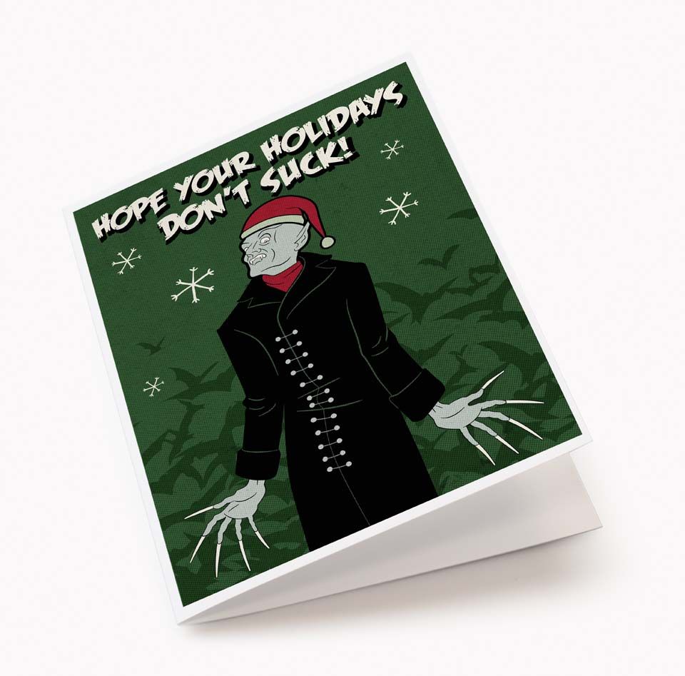 Spooky Cat Nosferatu Christmas card