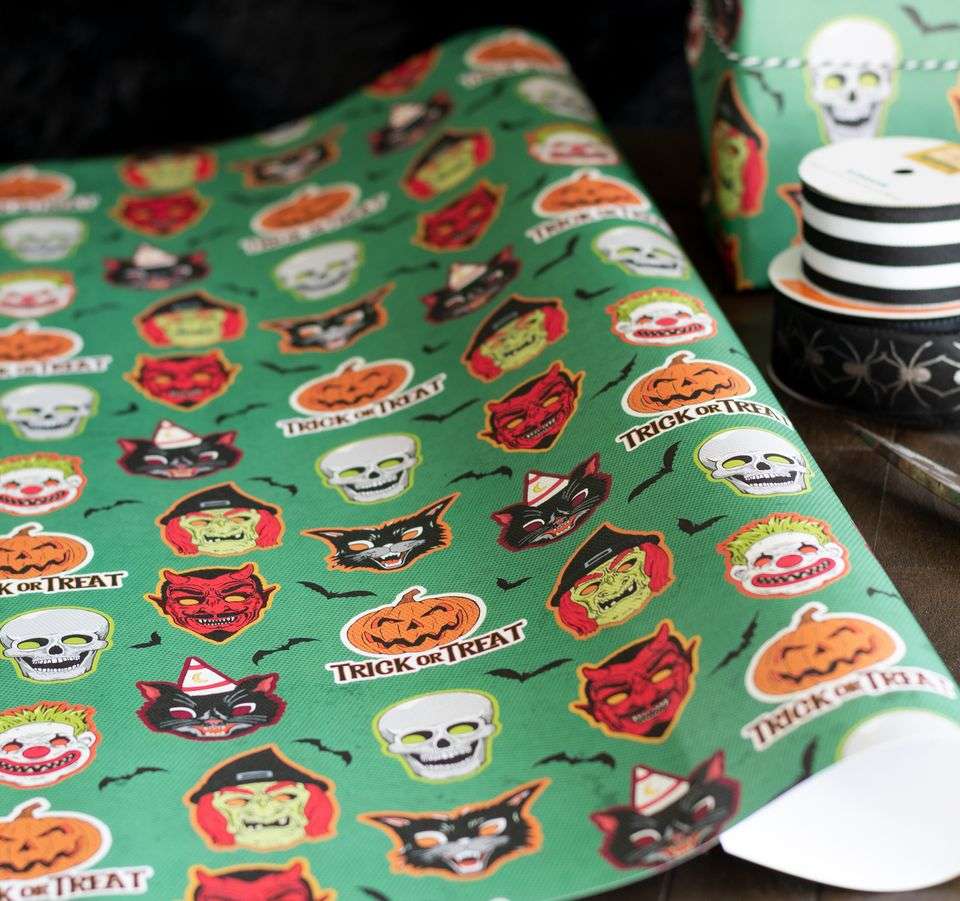 Vintage Halloween Mask Gift Wrap