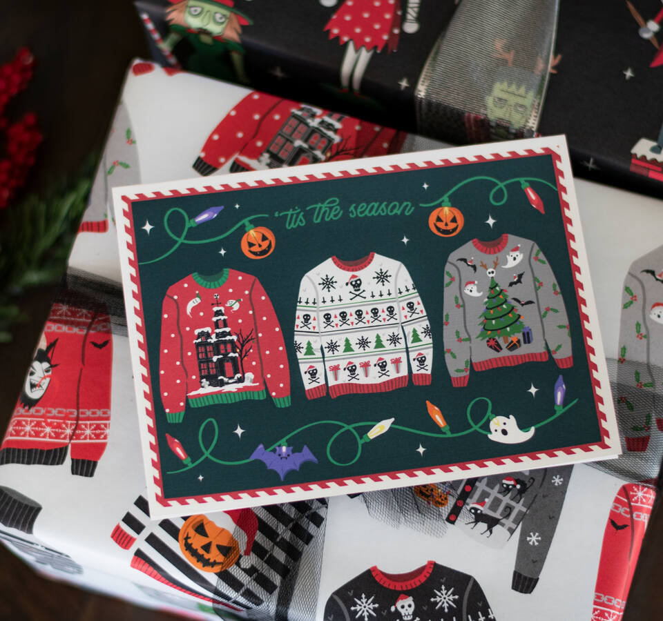 Creepmas Halloween Sweaters Goth Christmas Card