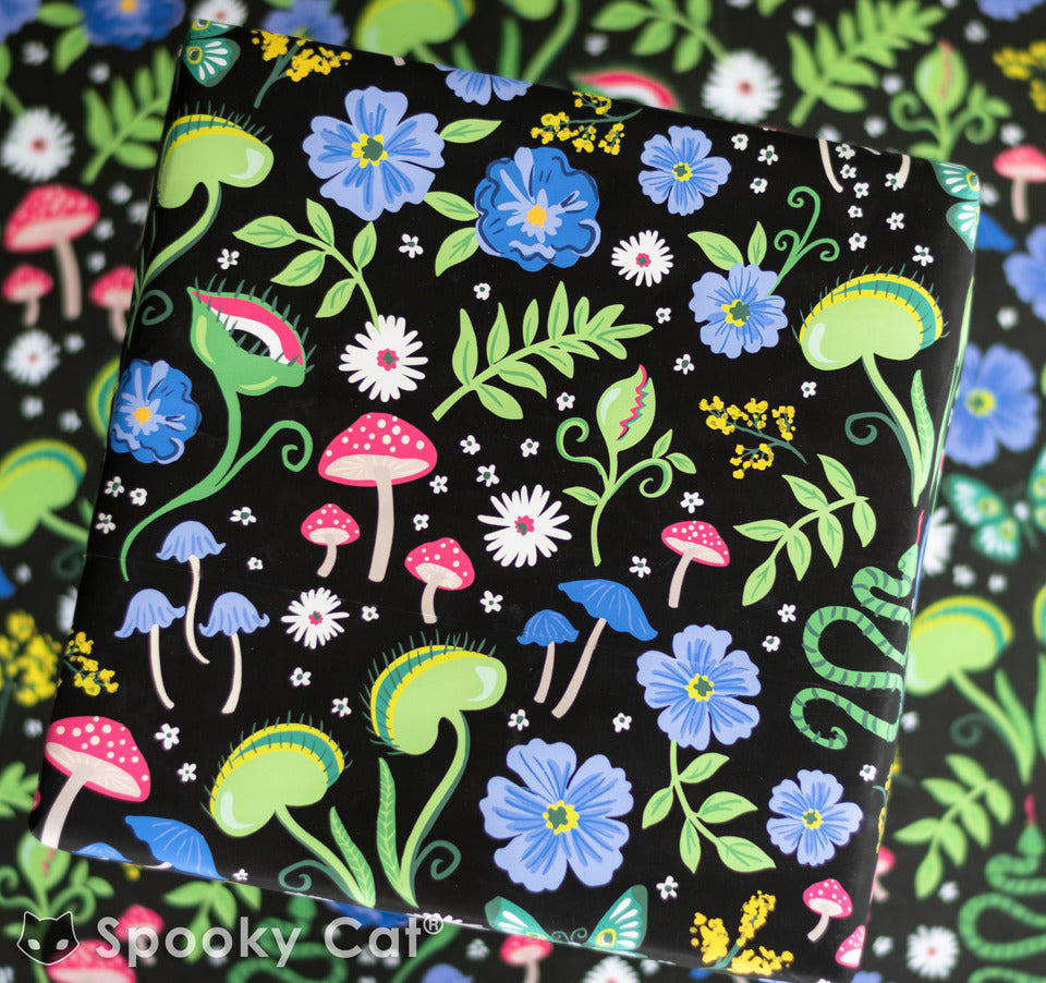 Venus Flytrap Mushroom Floral Gift Wrap