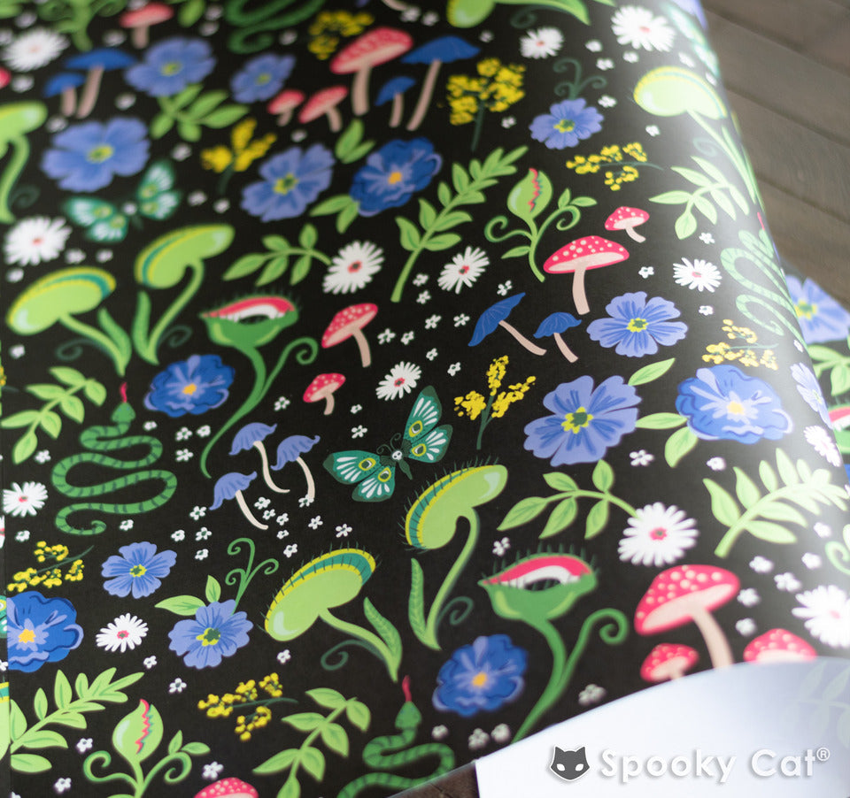 Venus Flytrap Mushroom Floral Gift Wrap